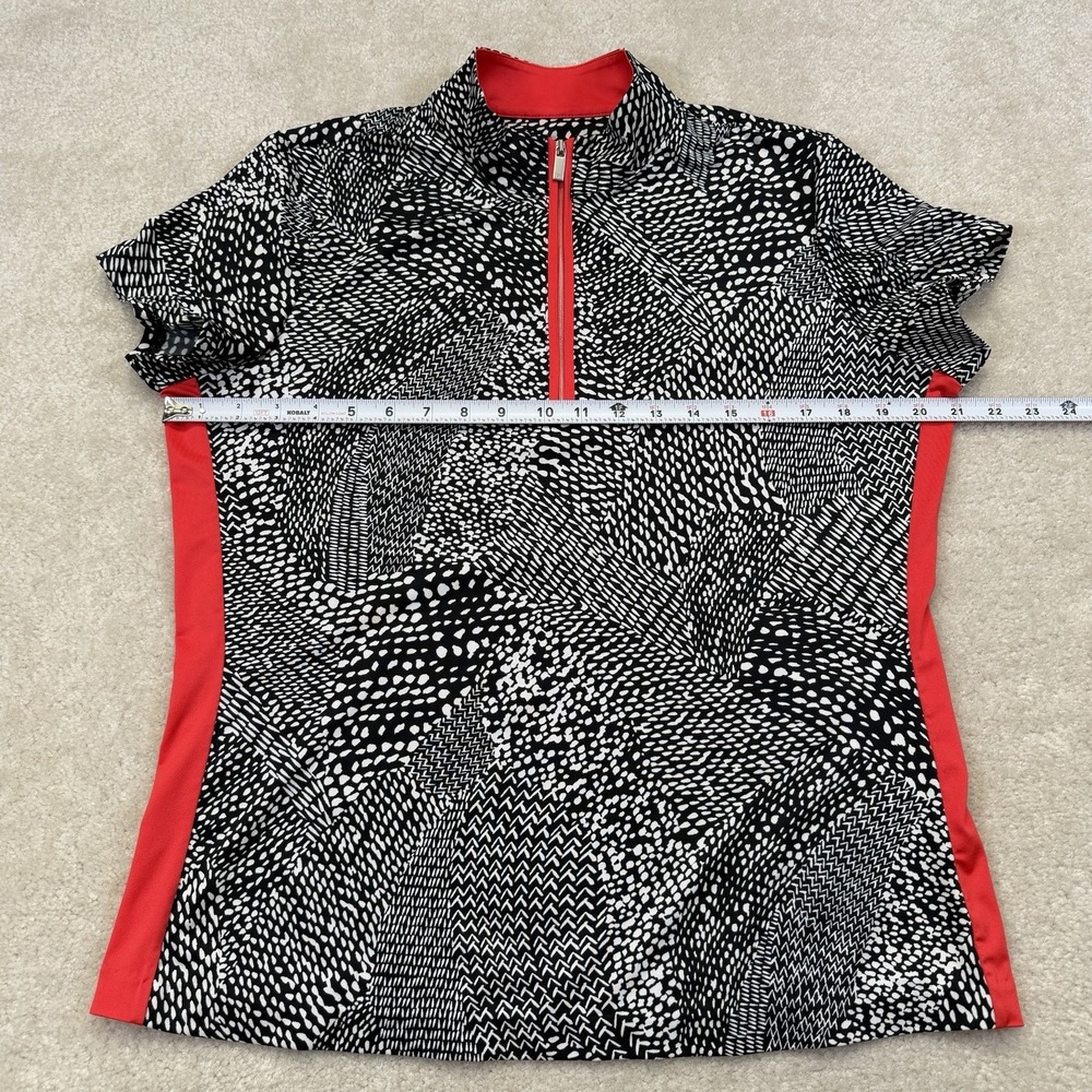 Tail Golf 1/4 Zip Shirt Women's L Black Red Geometric Novelty Print Preppy Top - Picture 4 of 11